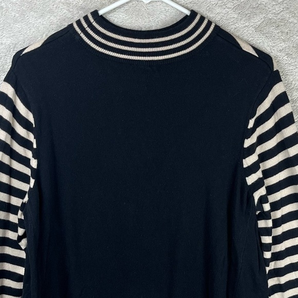 SUSAN GRAVER Striped Lightweight Sweater w/ Slimming Panels Mockneck Large - Picture 8 of 15